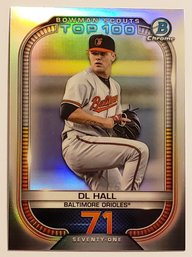 2021 DL Hall Bowman Chrome Scouts Top 100 Prospect Baseball Card Orioles