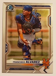 2021 Bowman Chrome Francisco Alvarez Prospect Baseball Card Mets