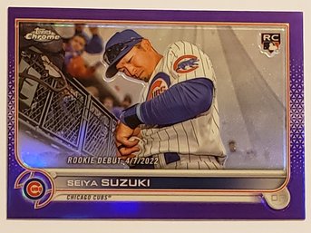 2022 Topps Chrome Update Seiya Suzuki Rookie Debut Purple Parallel Baseball Card Cubs