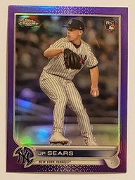 2022 Topps Chrome Update JP Sears Rookie Purple Parallel Baseball Card Yankees