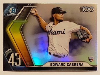 2022 Bowman Chrome Edward Cabrera Rookie Top 100 Prospects Insert Baseball Card Marlins