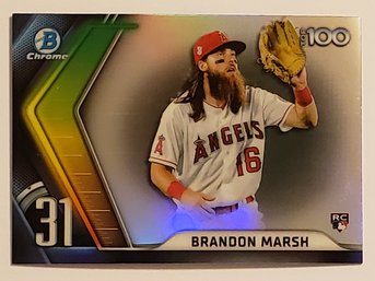 2022 Bowman Chrome Brandon Marsh Rookie Top 100 Prospects Insert Baseball Card Angels