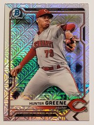 2021 Bowman Chrome Hunter Greene Mojo Parallel Prospect Baseball Card Reds