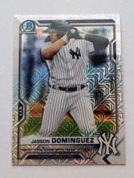 2021 Bowman Chrome Prospects Jasson Dominguez Mojo Refractor Parallel Baseball Card NY Yankees