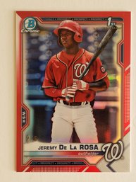 2021 Bowman Chrome #'d 2 /5 Red Jeremy De La Rosa 1st Bowman Refactor Prospect Baseball Card Nationals