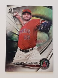 2022 Bowman Platinum Landon Marceaux Ice Foil Parallel Prospect Baseball Card Angels
