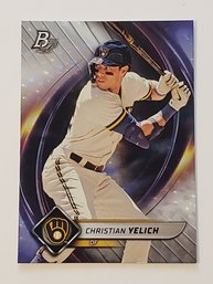 2022 Bowman Platinum Christian Yelich Ice Foil Parallel Baseball Card Brewers