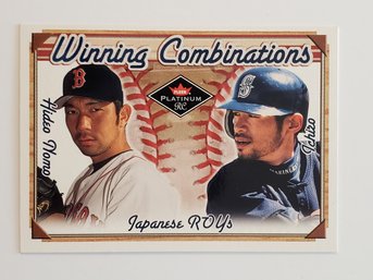 2001 Fleer Ichiro Rookie Winning Combinations Suzuki / Nomo Insert Baseball Card Mariners Red Sox