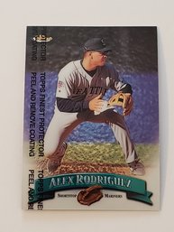 1998 Topps Finest Alex Rodriguez Baseball Card Mariners (Protective Coating Intact)