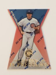 1997 Pinnacle Ryne Sandberg Lasting Impressions Die Cut Insert Baseball Card Cubs (Protective Coating Intact)
