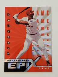 1997 Pinnacle Juan Gonzalez Epix Game Insert Baseball Card Rangers