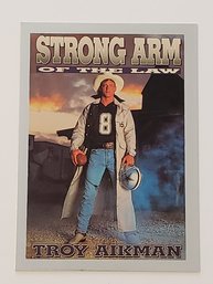 1992 Skybox Troy Aikman Strong Arm Of The Law Silver Border Insert Parallel Football Card Cowboys