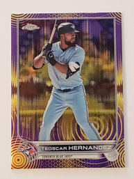 2022 Topps Chrome Sonic Teoscar Hernandez #'d /299 Purple Yellow Pulse Parallel Baseball Card Blue Jays