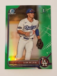 2023 Bowman Chrome Sean McLain #'d /99 Green Parallel Prospect Baseball Card Dodgers