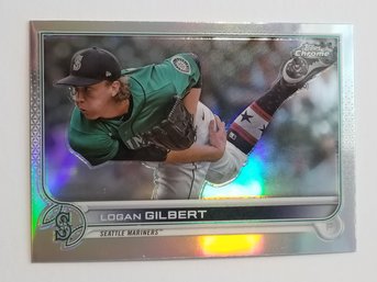 2022 Topps Chrome Logan Gilbert Refractor Baseball Card Mariners
