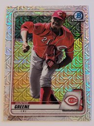 2020 Bowman Chrome Hunter Greene Mojo Parallel Prospect Baseball Card Reds