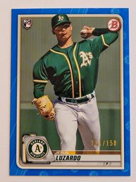 2020 Bowman Jesus Luzardo Rookie #'d /150 Blue Parallel Baseball Card A's