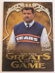 2009 Upper Deck Icons #'d /450 Mike Ditka Greats Of The Game Football Card Bears