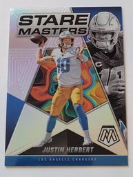 2022 Panini Mosaic Justin Herbert Prizm Stare Masters Insert Football Card Chargers