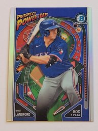 2024 Bowman Chrome Wyatt Langford Prospect Power Up Insert Baseball Card Rangers