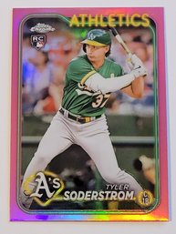 2024 Topps Chrome Tyler Soderstrom Rookie Pink Refractor Baseball Card A's