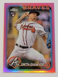 2024 Topps Chrome AJ Smith-Shawver Rookie Pink Refractor Baseball Card Braves