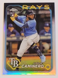 2024 Topps Chrome Junior Caminero Rookie Refractor Baseball Card Rays