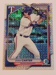 2024 Bowman Chrome Evan Carter Rookie Mojo Refractor Baseball Card Rangers