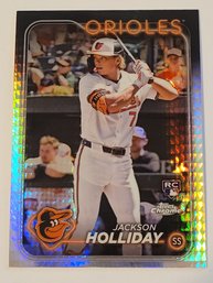 2024 Topps Chrome Jackson Holliday Rookie Prism Refractor Baseball Card Orioles