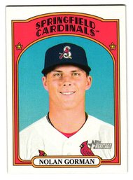 2021 Topps Heritage Minors Nolan Gorman Prospect Baseball Card Cardinals
