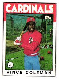 1986 Topps Vince Coleman Box Bottom Hand Cut Baseball Card Cardinals
