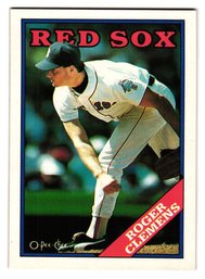 1988 O-Pee-Chee Roger Clemens Baseball Card English / French Red Sox