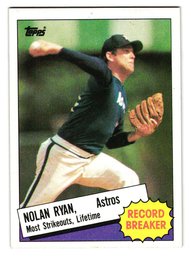 1985 Topps Nolan Ryan Record Breaker Baseball Card Astros