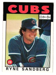 1986 O-Pee-Chee Ryne Sandberg Baseball Card English / French Cubs
