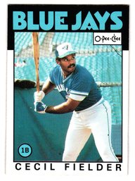 1986 O-Pee-Chee Cecil Fielder Rookie Baseball Card English / French Blue Jays