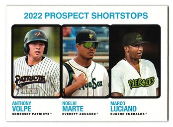 2022 Topps Heritage Minors Shortstops Prospects Anthony Volpe Noelvi Marte Marco Luciano