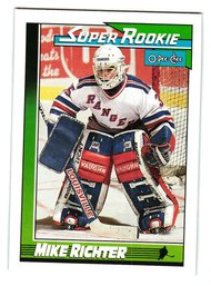 1991-92 O-Pee-Chee Mike Richter Super Rookie Hockey Card Rangers
