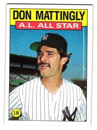1986 Topps Don Mattingly All Star Baseball Card Yankees