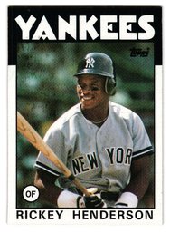 1986 Topps Rickey Henderson Baseball Card Yankees