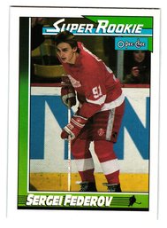 1991-92 O-Pee-Chee Sergi Federov Super Rookie Hockey Card Red Wings