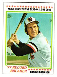 1978 Topps Brooks Robinson '77 Record Breaker Baseball Card Orioles