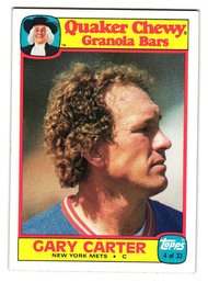 1986 Topps Quaker Chewy Gary Carter Baseball Card Mets