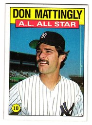 1986 Topps Don Mattingly All-Star Baseball Card Yankees