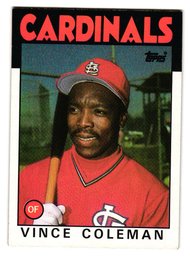 1986 Topps Vince Coleman Rookie Box Bottom Hand Cut Baseball Card Cardinals