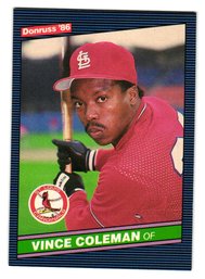 1986 Donruss Vince Coleman Rookie Baseball Card Cardinals