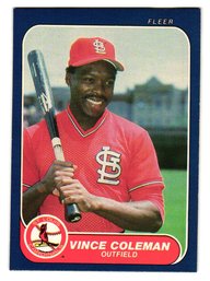 1986 Fleer Vince Coleman Rookie Baseball Card Cardinals