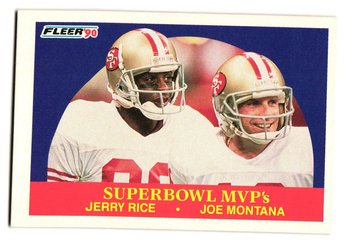 1990 Fleer Jerry Rice / Joe Montana Super Bowl MVP's Football Card 49ers