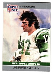 1990 Pro Set Joe Namath MVP Super Bowl III Football Card Jets