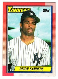 1990 Topps Deion Sanders Rookie Baseball Card Yankees