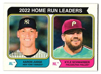 2023 Topps Heritage Aaron Judge / Kyle Schwarber '22 HR Leaders Baseball Card Yankees / Phillies